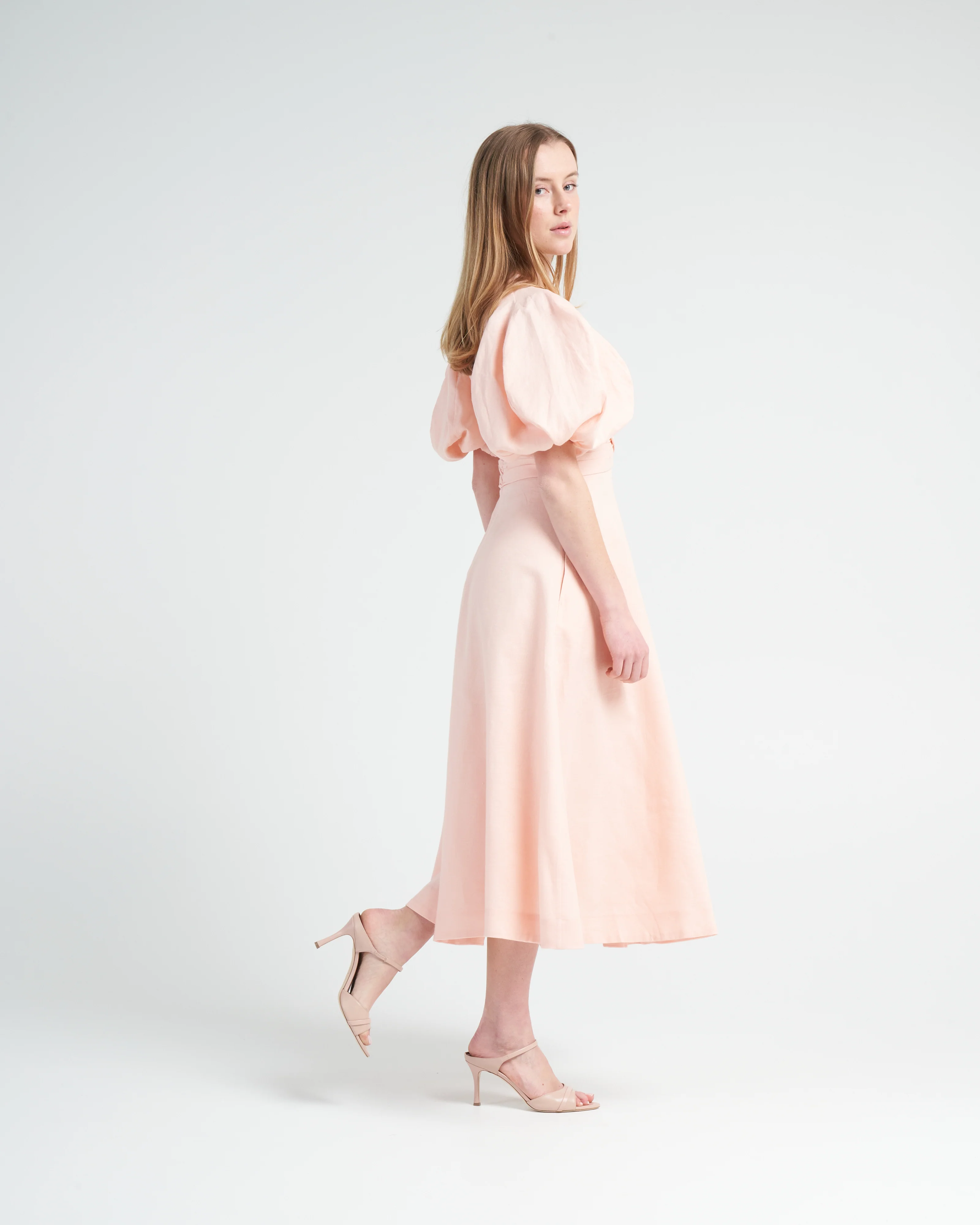 wrap midi dress - soft pink - Image 3