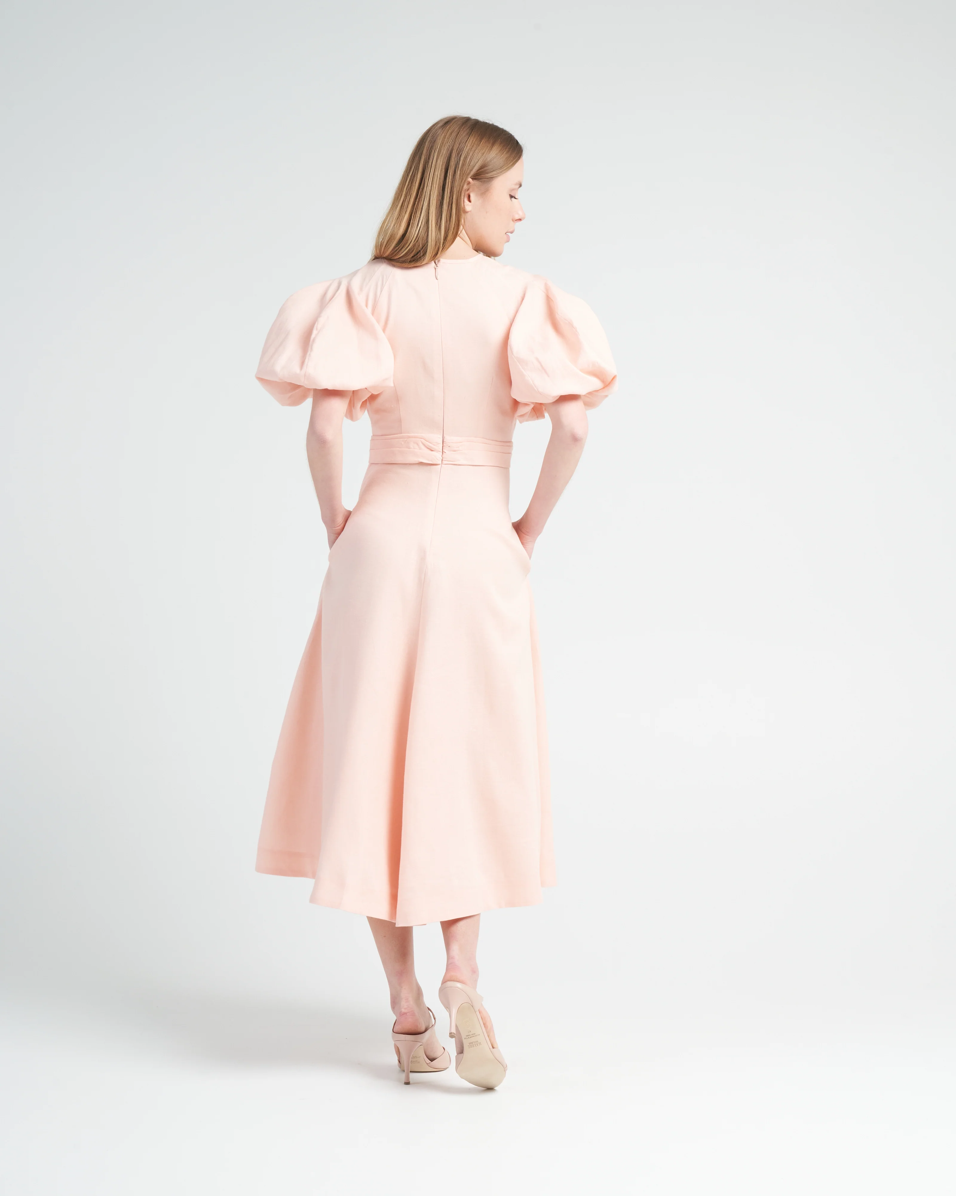 wrap midi dress - soft pink - Image 4